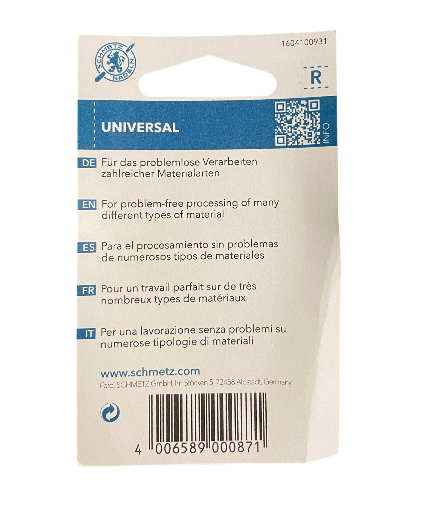 Aiguilles machine universelle 70 t/m 90