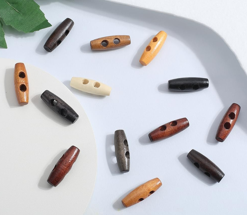 Boutons ovales en bois d’olivier 30 mm/8 couleurs